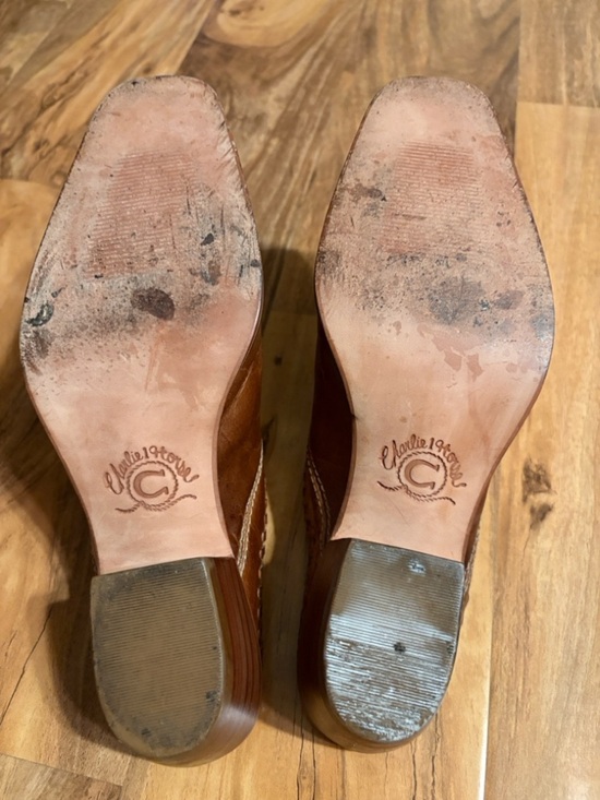 Charlie 1 Horse by Lucchese Brown Leather Western Mules Size 8.5B Brazil main image 9